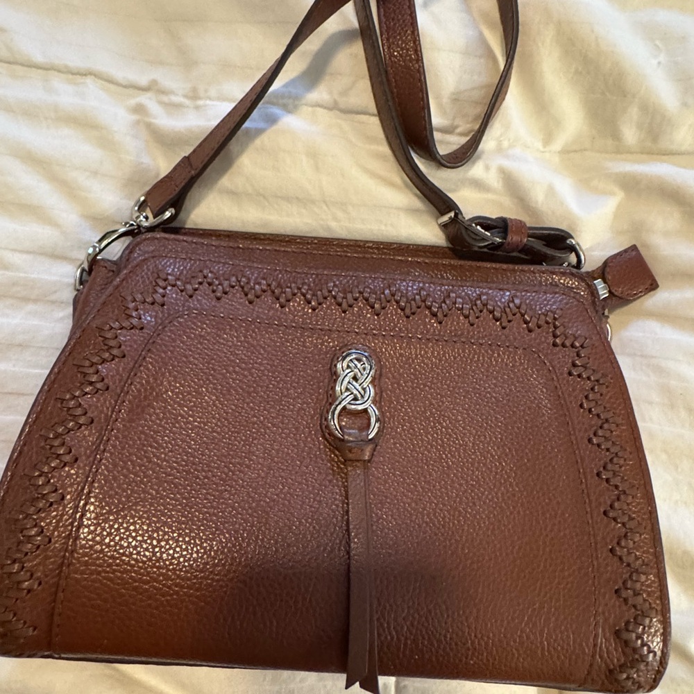 BRIGHTON ORGANIZER. 
Chic Brown Crossbody Bag with Silver Accents